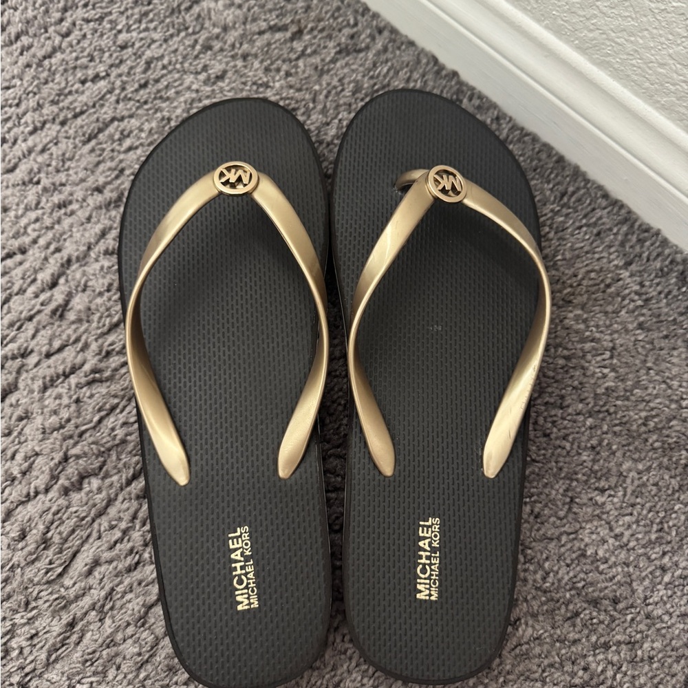 Michael Kors Black and Gold Sandals